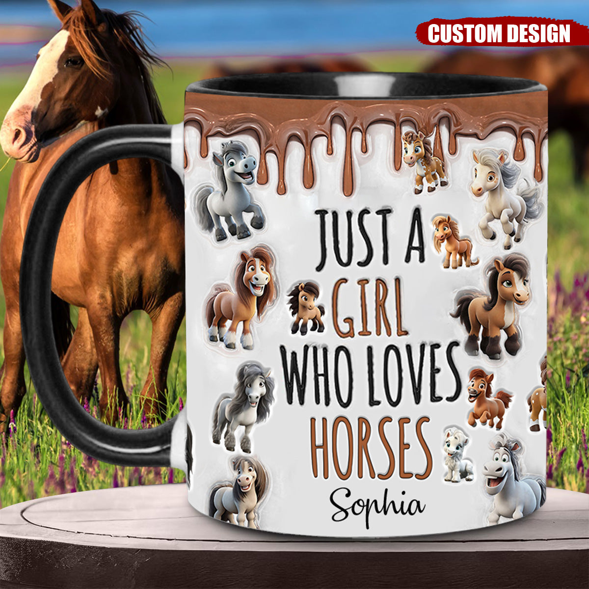 Just A Girl Who Loves Horses- Personalized Horse Accent Mug