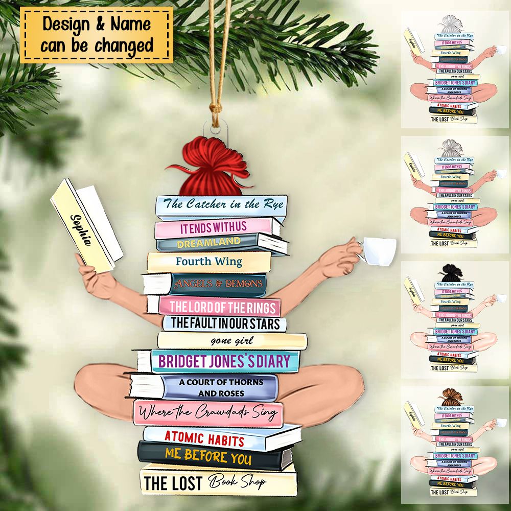 Gift For Book Lovers, Personalized Reading Girl Christmas/Car Ornament