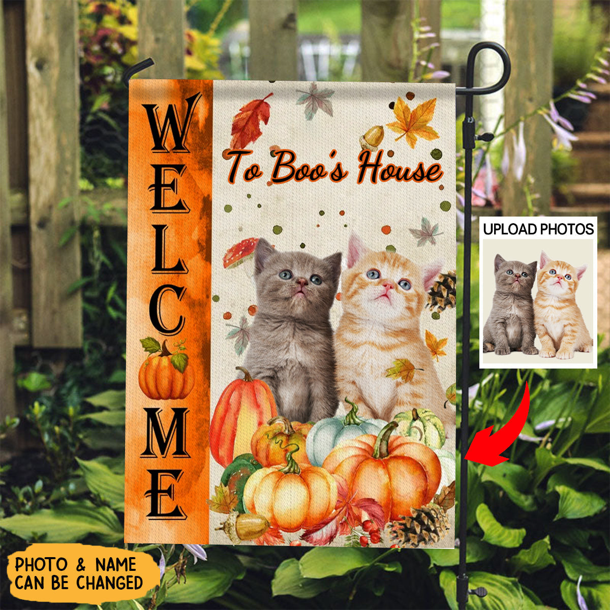 Welcome To My House - Personalized Photo Cat Garden Flag, Gift For Pet Lovers