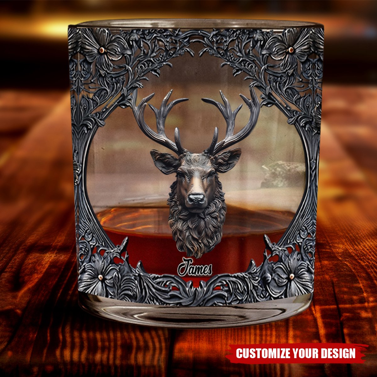 Love Hunting And Whiskey - Personalized Hunting Whiskey Glass