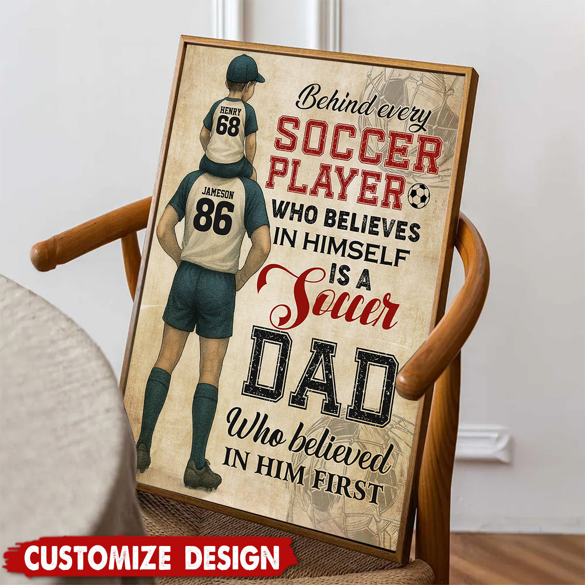 Personalized Soccer Dad Son Poster - Birthday,Father's Day Gift For Soccer Lovers, Soccer Players