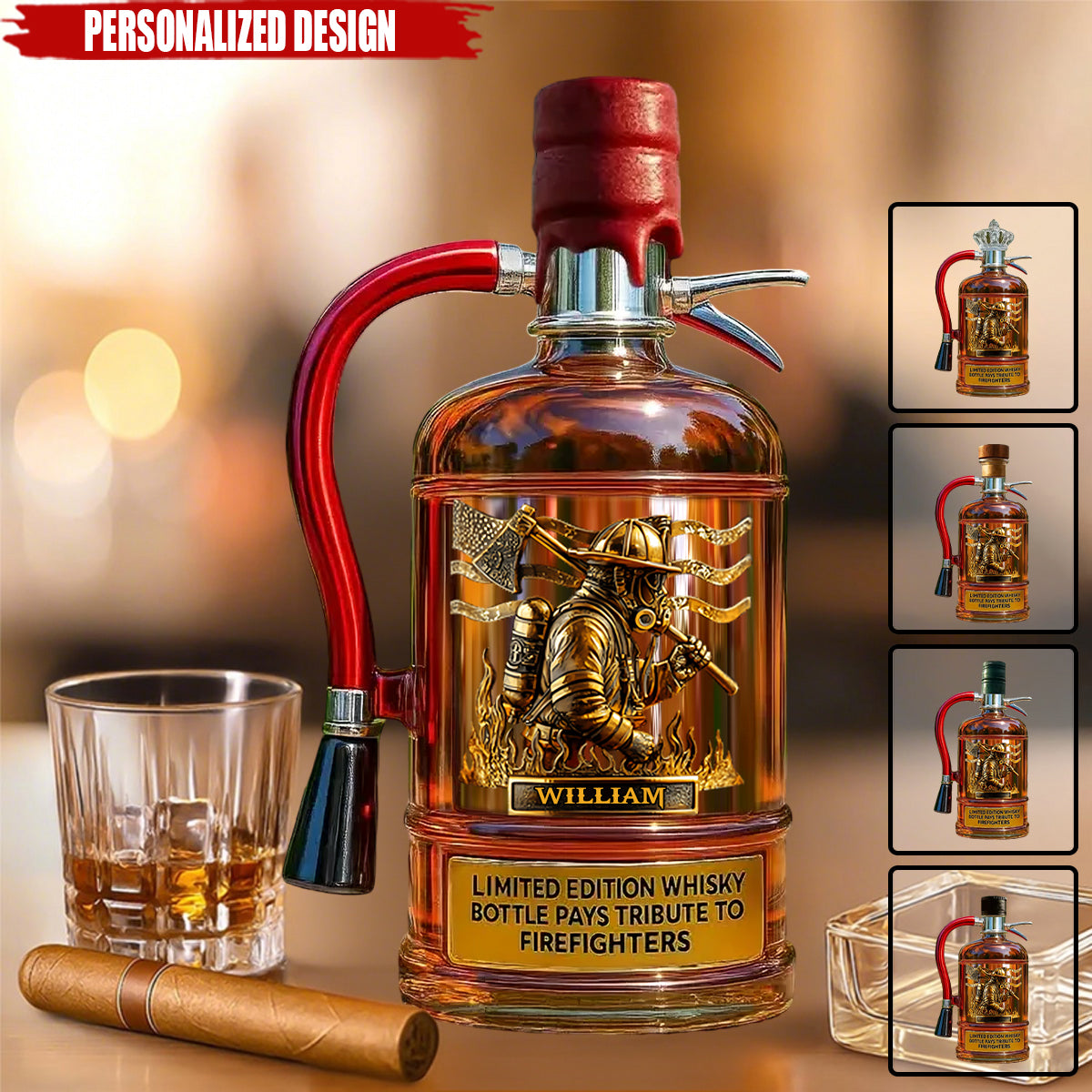 Personalized Firefighter Tribute Limited Edition Whiskey Bottle