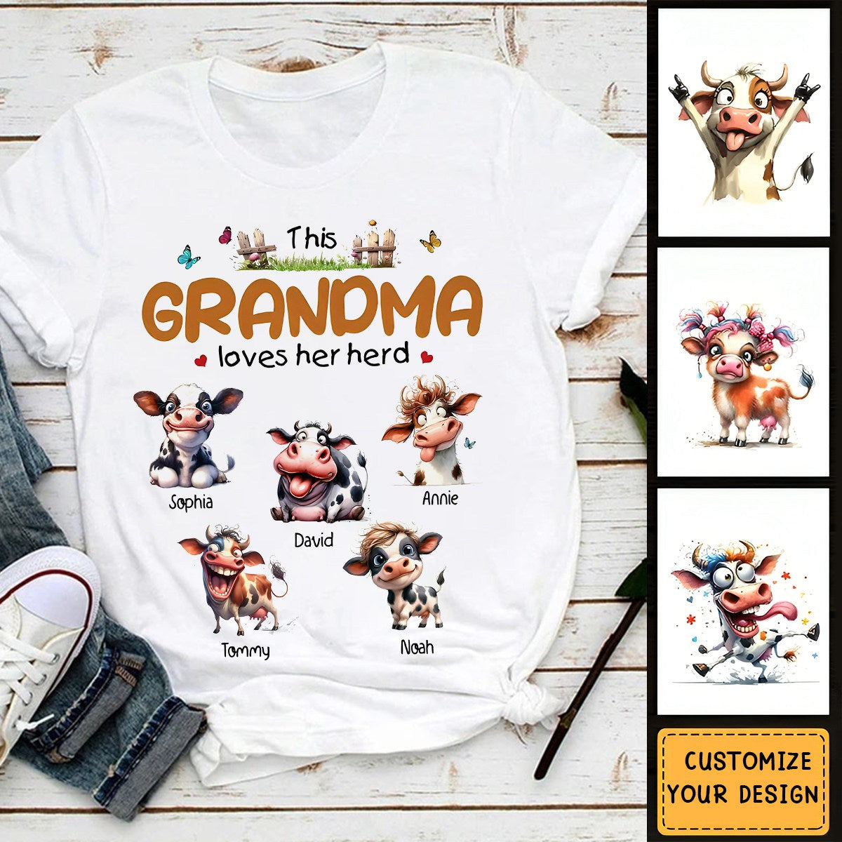 This Grandma Loves Her Herd - Personalized T Shirts - Gift for Mom/Grandma/Grandparent