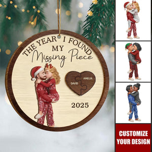 The Year I Found My Missing Piece Custom Couples Wood Ornament, Couple Christmas Ornament