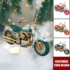 Motorcycle Toile de Jouy Christmas Ornament Personalized Gifts for Bikers
