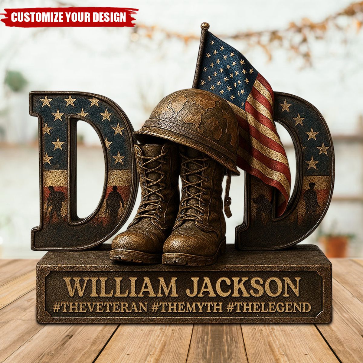 Veteran Dad Shaped Acrylic Plaque Personalized Gifts For Dad