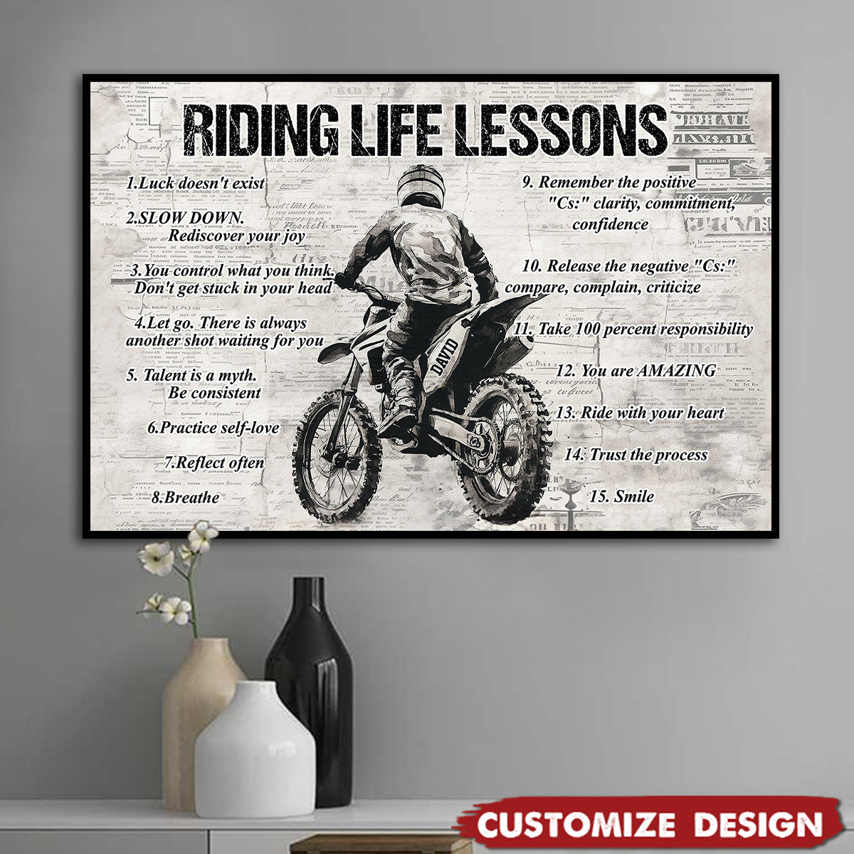 Personalized Riding Life Lessons Cool Quotes Poster - Gift For Biker