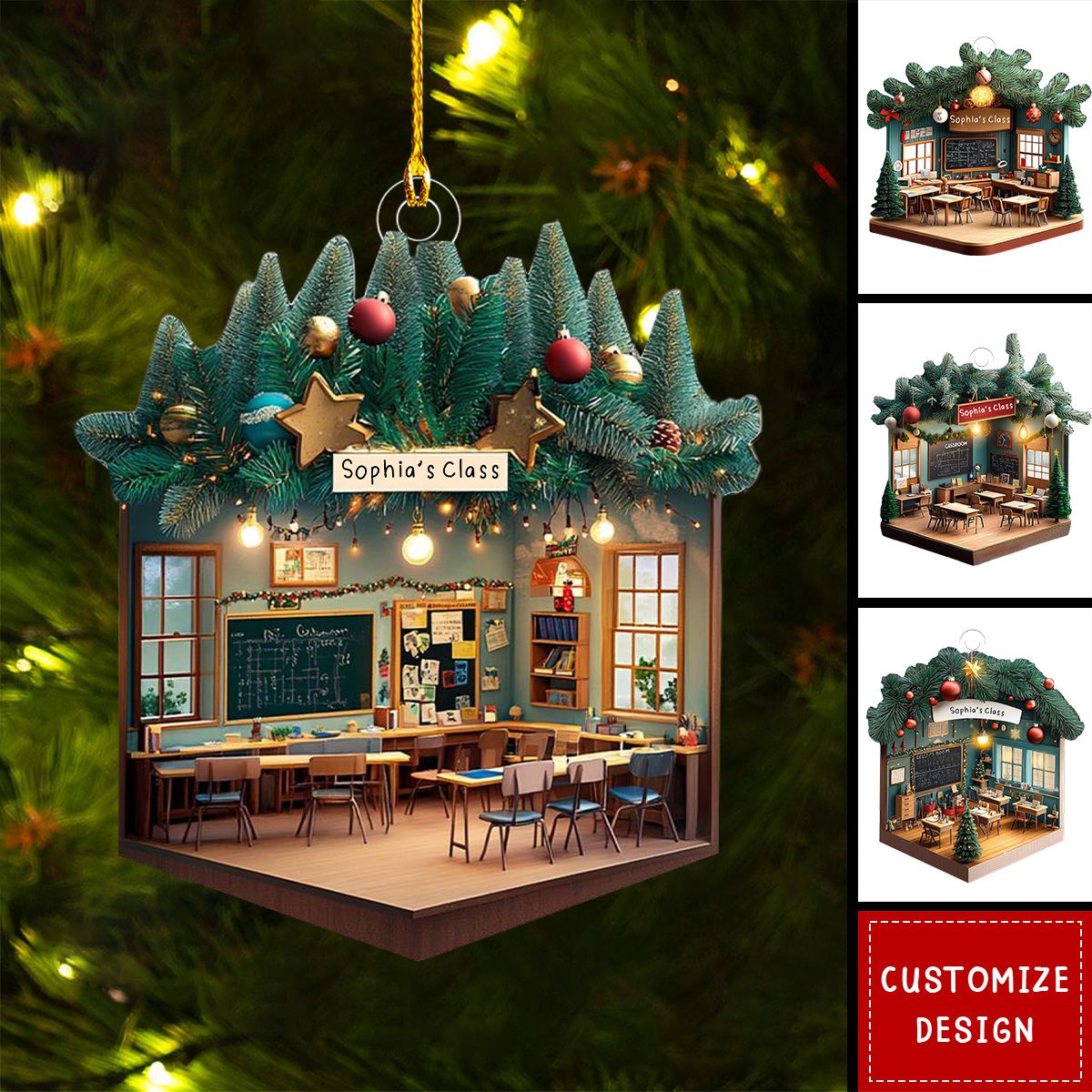 Personalized Teacher Classroom Christmas Ornament - Gift For Teacher