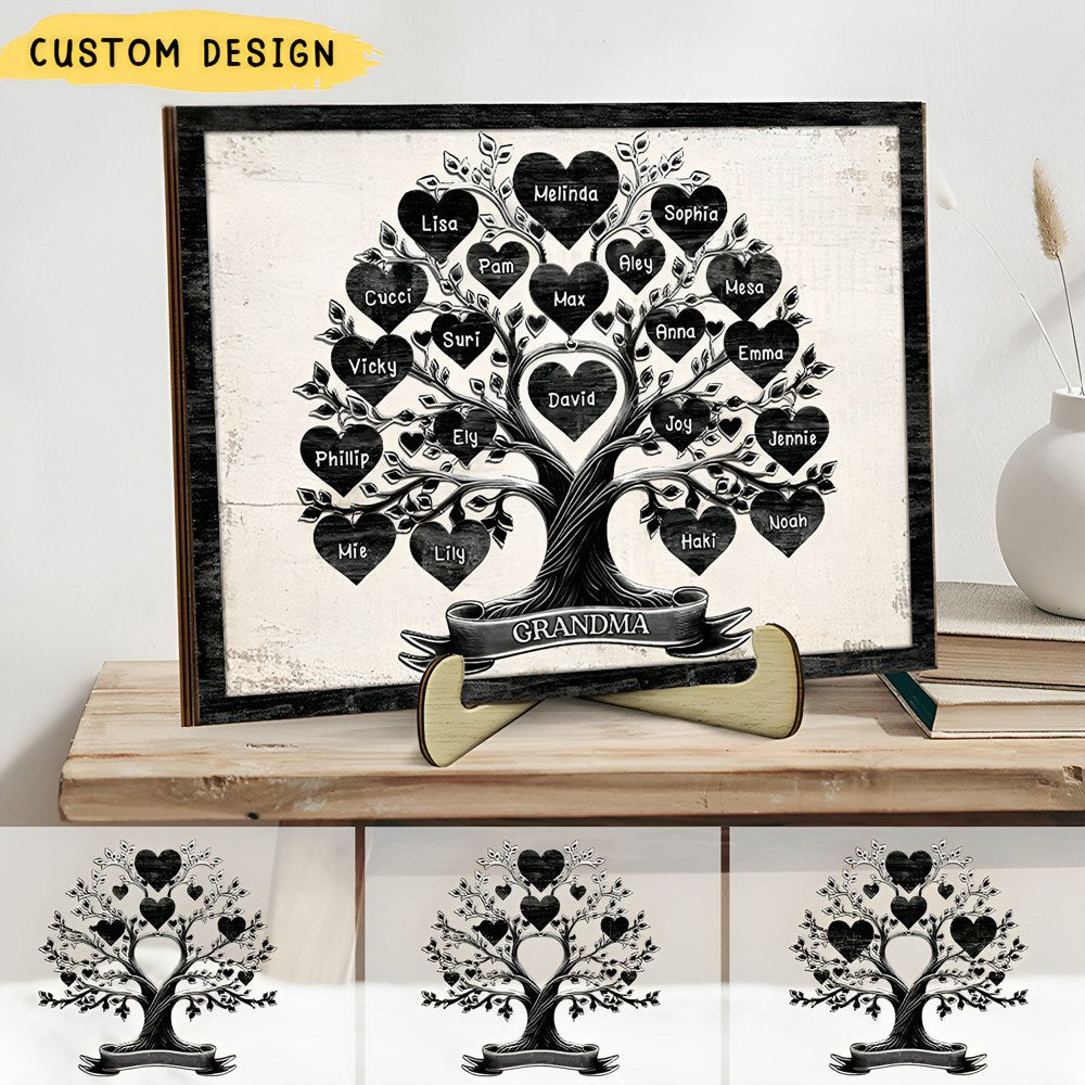 Grandma With Grandkids Tree Name - Personalized Wood Plaque