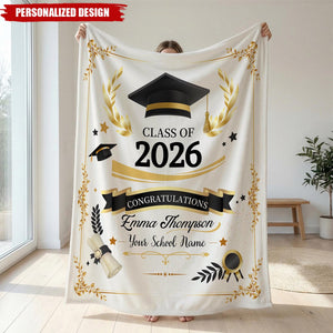 Personalized  Graduation Blanket-Class of 2026 Senior Gift