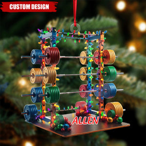 Personalized Barbell Fitness Christmas Ornament， Gift For Gym Lover