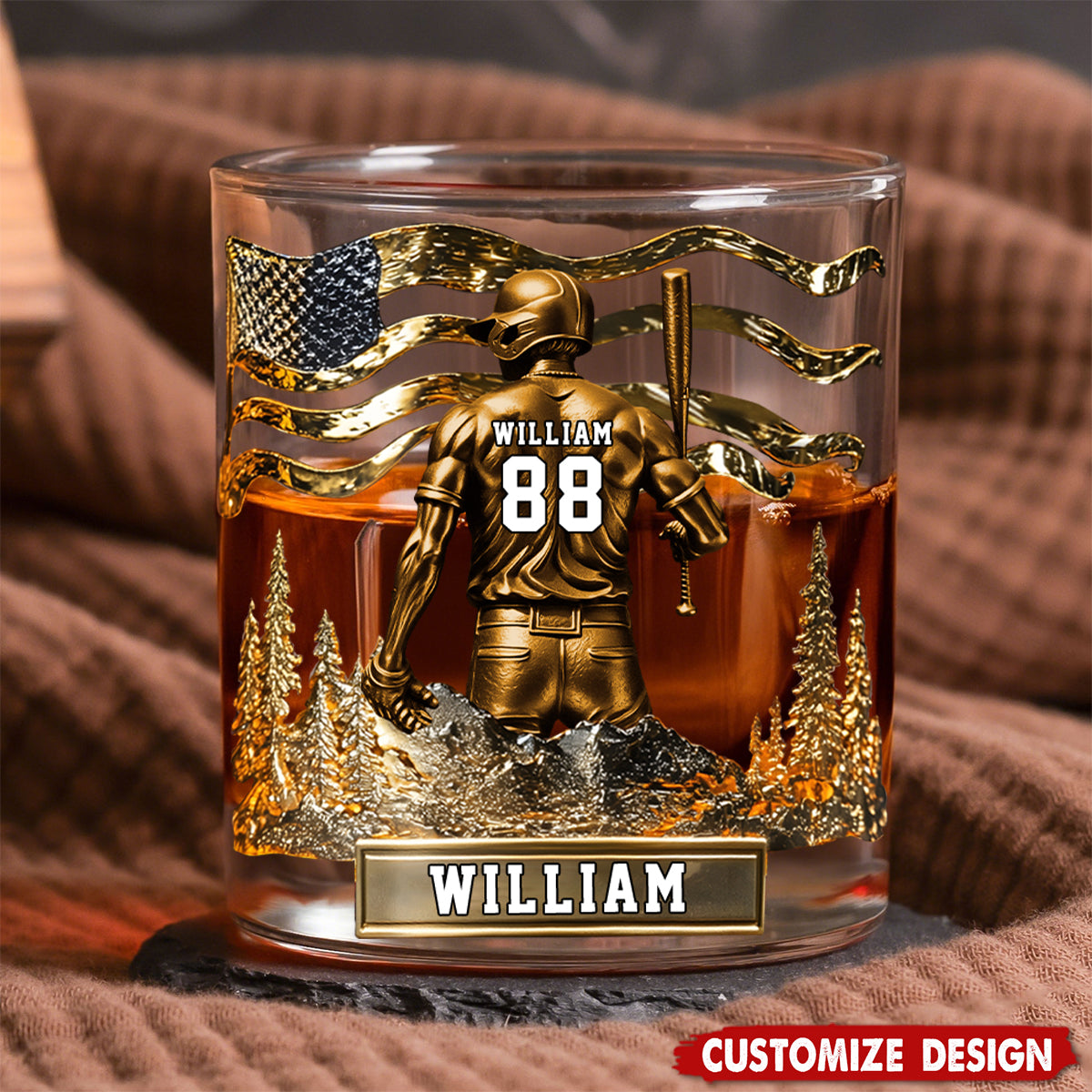 Baseball Whiskey Glass - Personalized Gifts For Baseball Lovers