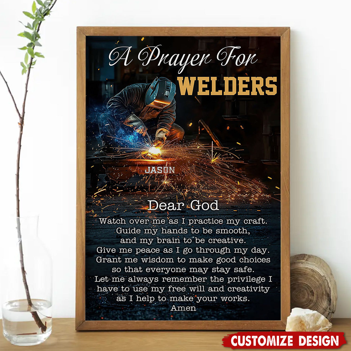 A Prayer For Welders - Personalized Welding Poster - Gift For Welder