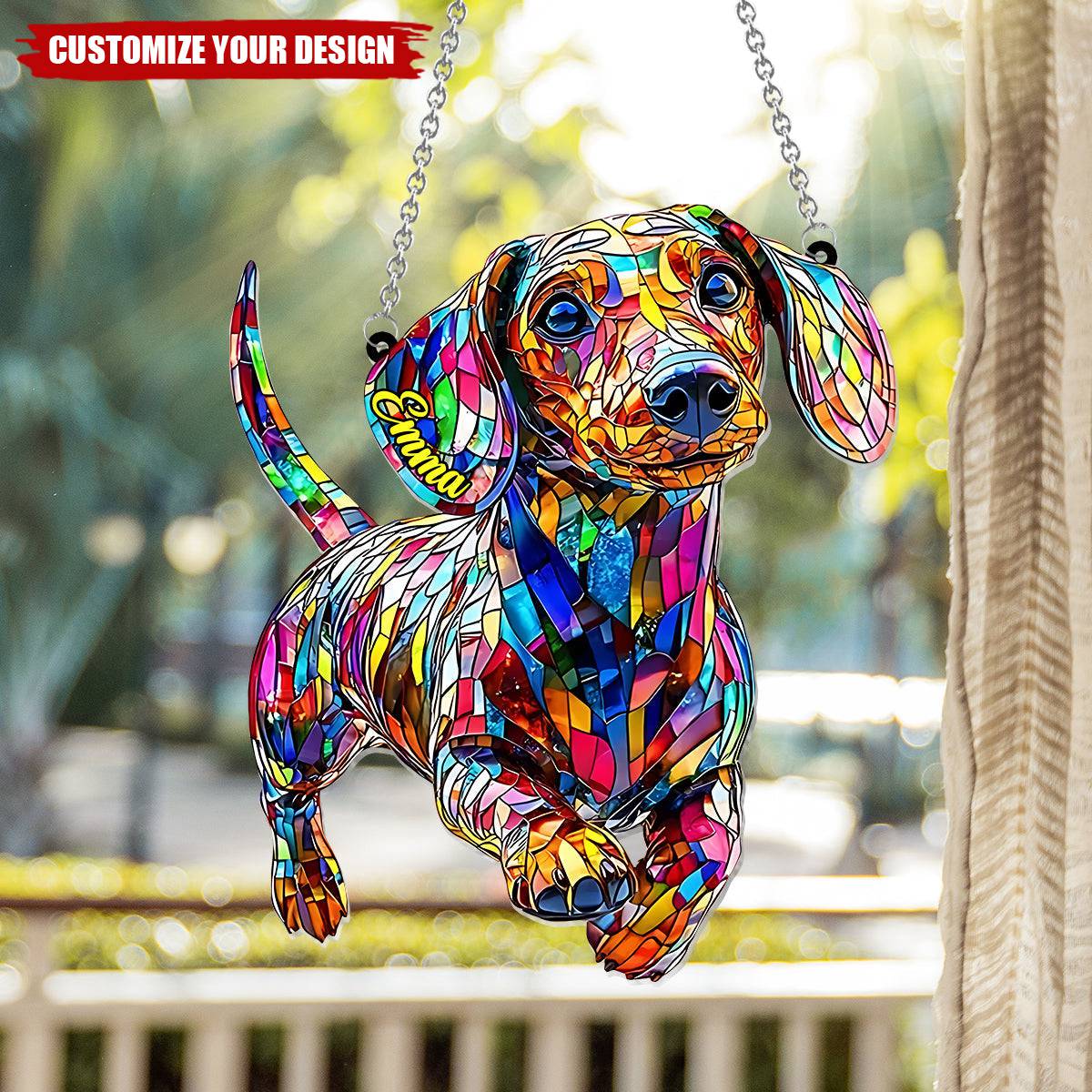 Love Dachshunds - Personalized Dachshund Window Hanging Suncatcher Ornament