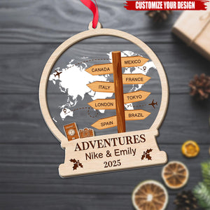 Personalized Travel Adventure Ornament, Custom Destination Christmas Ornament, Holiday Gift for Travelers, Adventure Keepsake