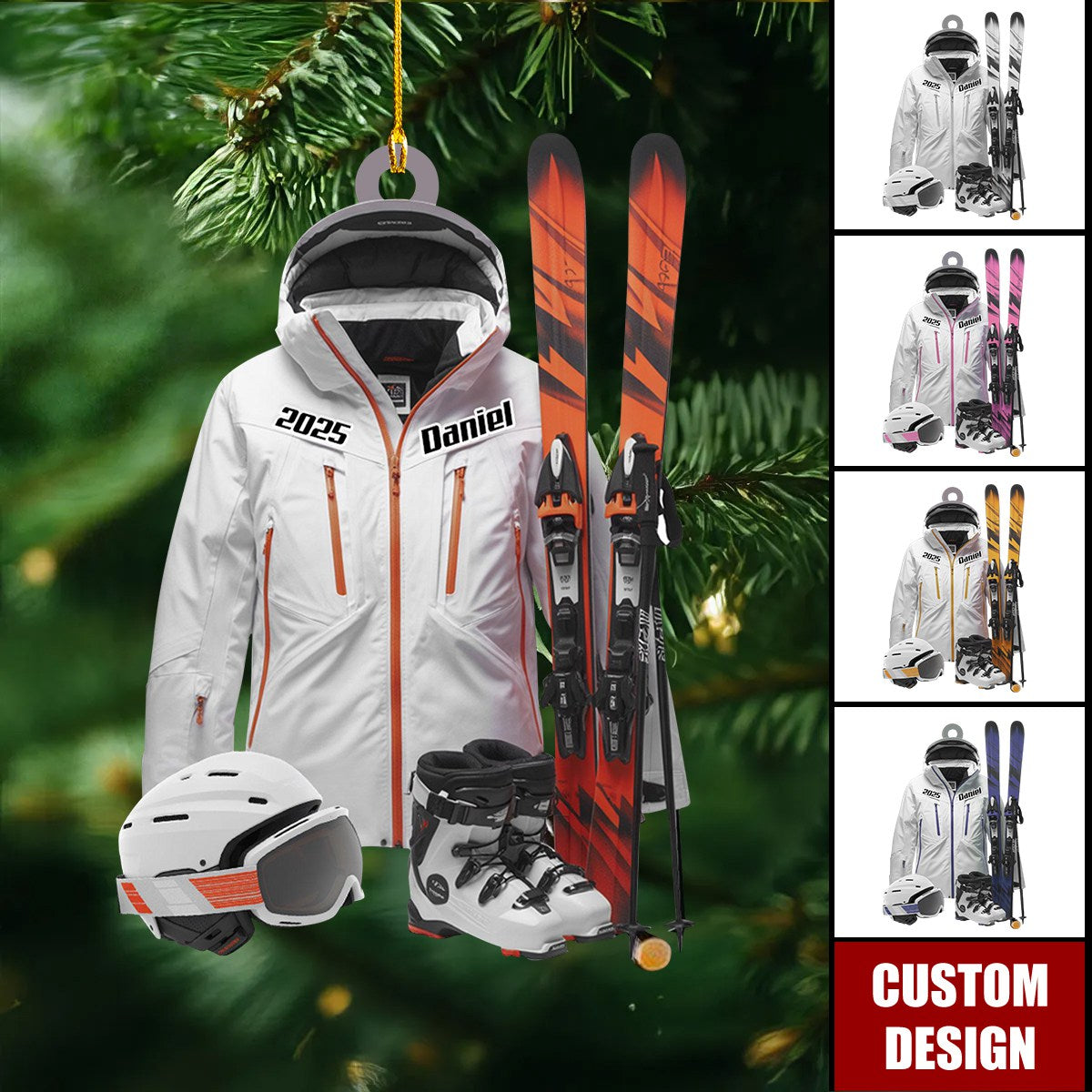 Personalized Ski Ornament: Custom Name, Skier/Snowboarder Gift