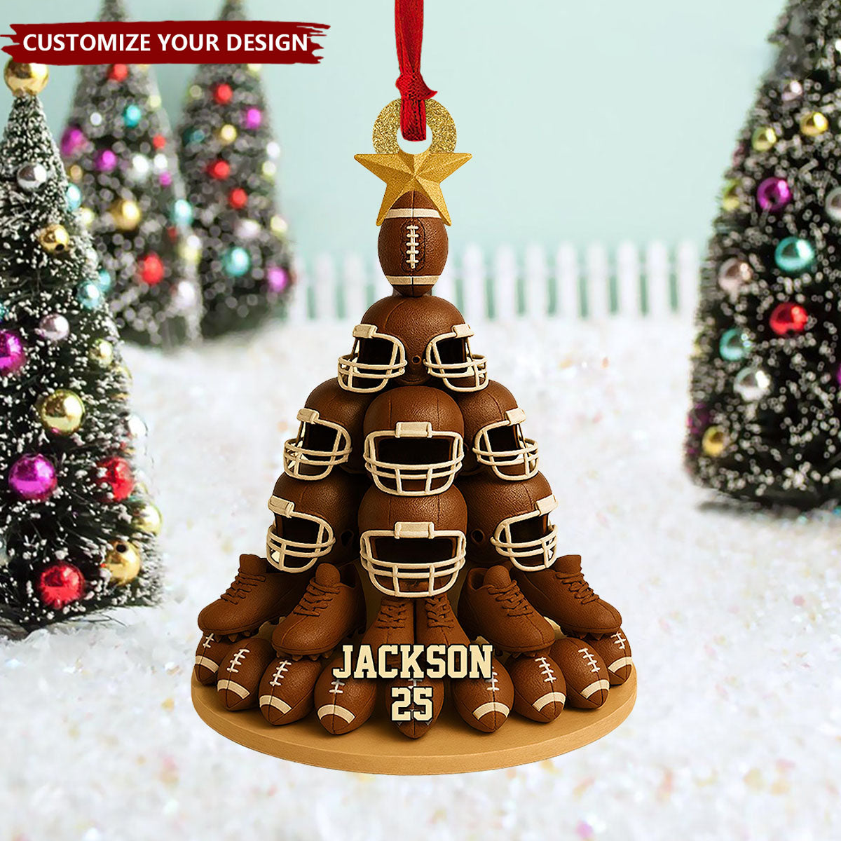 Personalized American Football Christmas Ornament, Unique Gift For Football Lovers