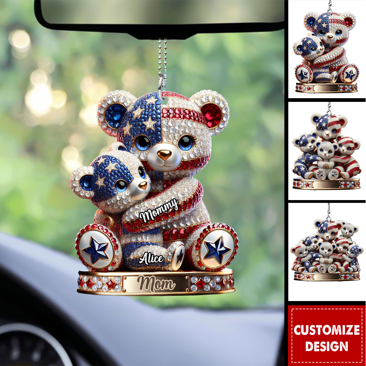 Personalized Mother Transparent Car Ornament - 4th of July Independence Day Gift
