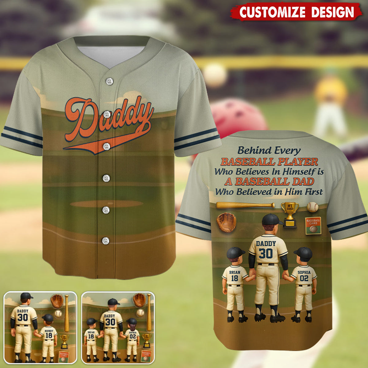 Baseball Dad - Personalized Baseball Baseball Jersey
