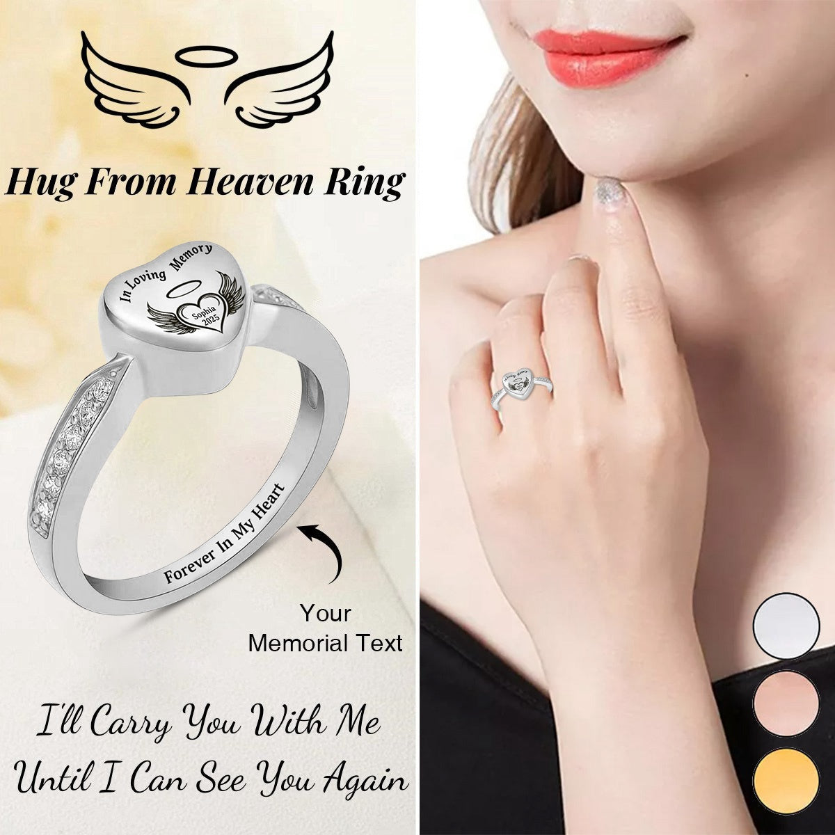 Personalized Heart Urn Ring-Gift For Family