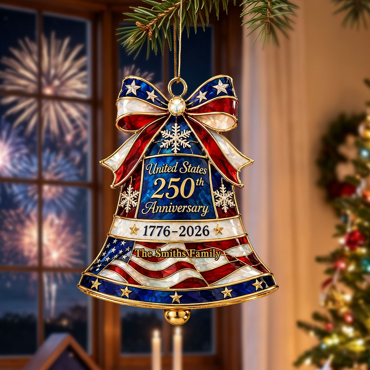 Personalized 250th Anniversary Acrylic Ornament, Christmas Patriotic Keepsake