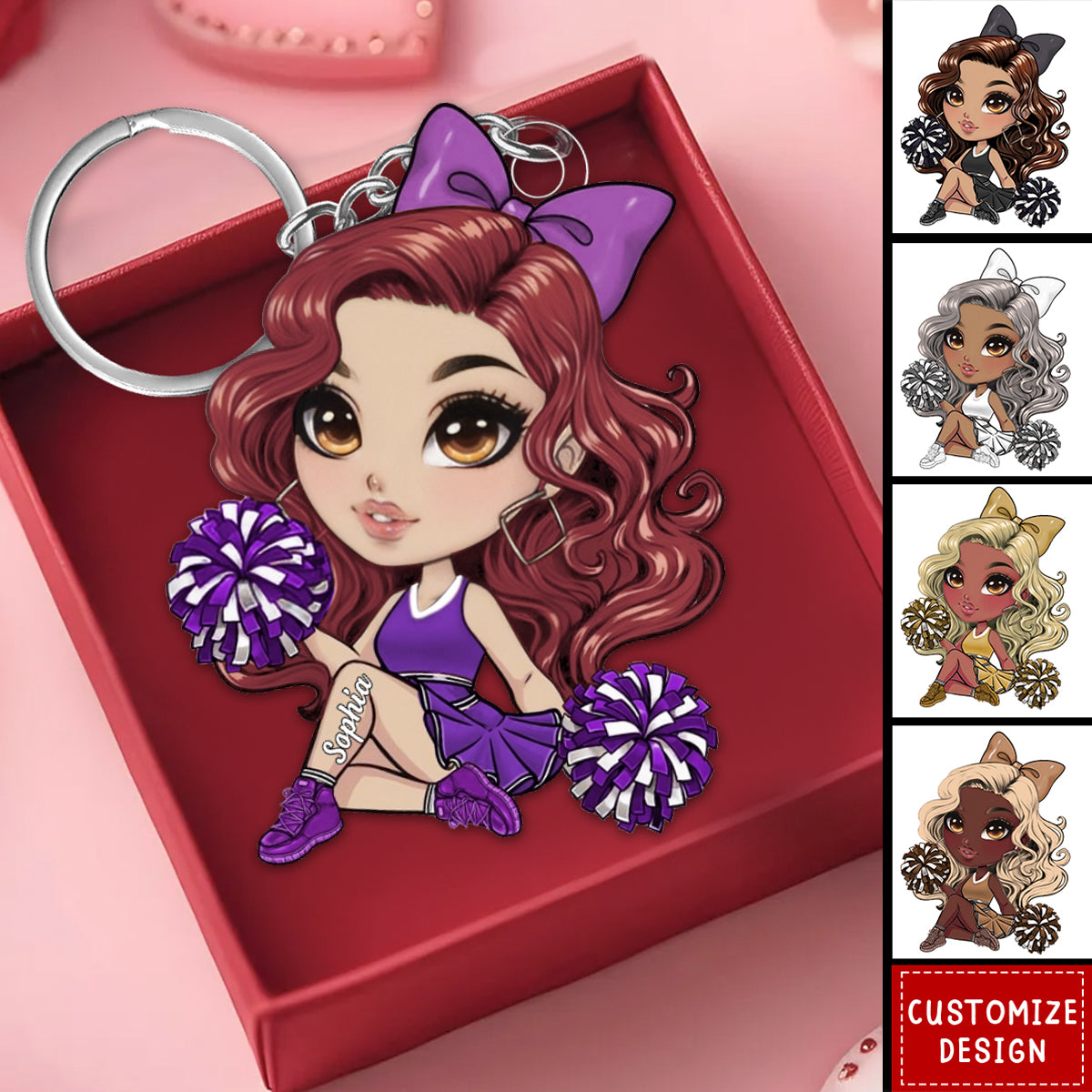 Cheerleader Cartoon Sports Girl-Personalized Keychain