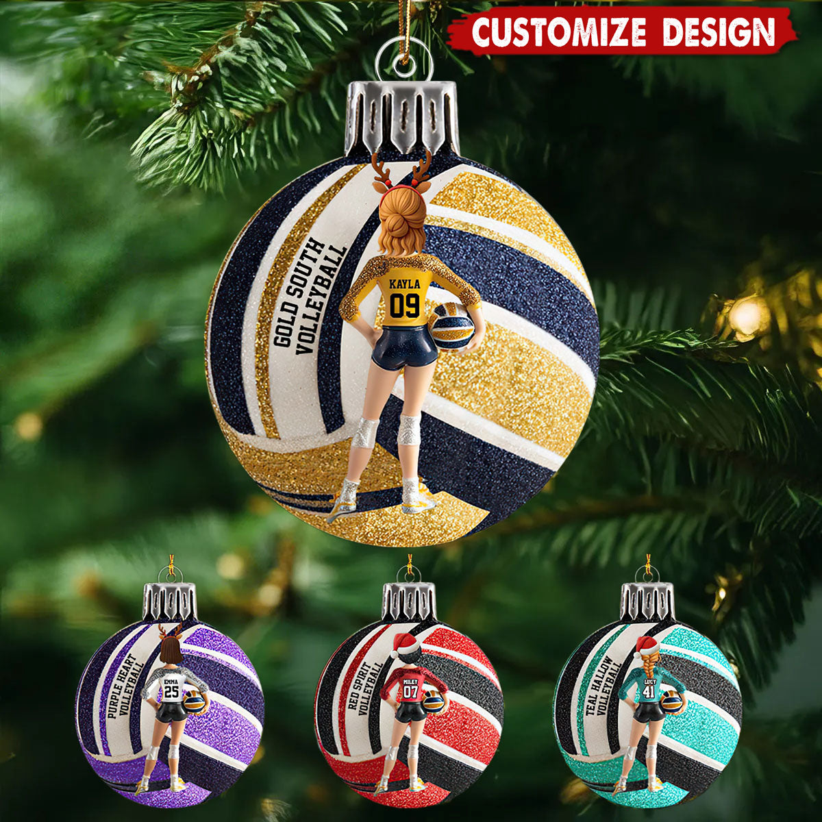 Love Volleyball - Personalized Volleyball Ornament - Gift For Volleyball Lovers