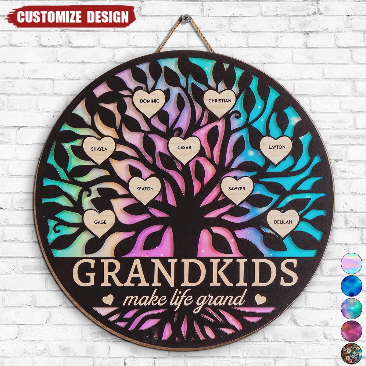 Grandkids Make Life Grand Galaxy - Personalized 2 Layers Wood Sign