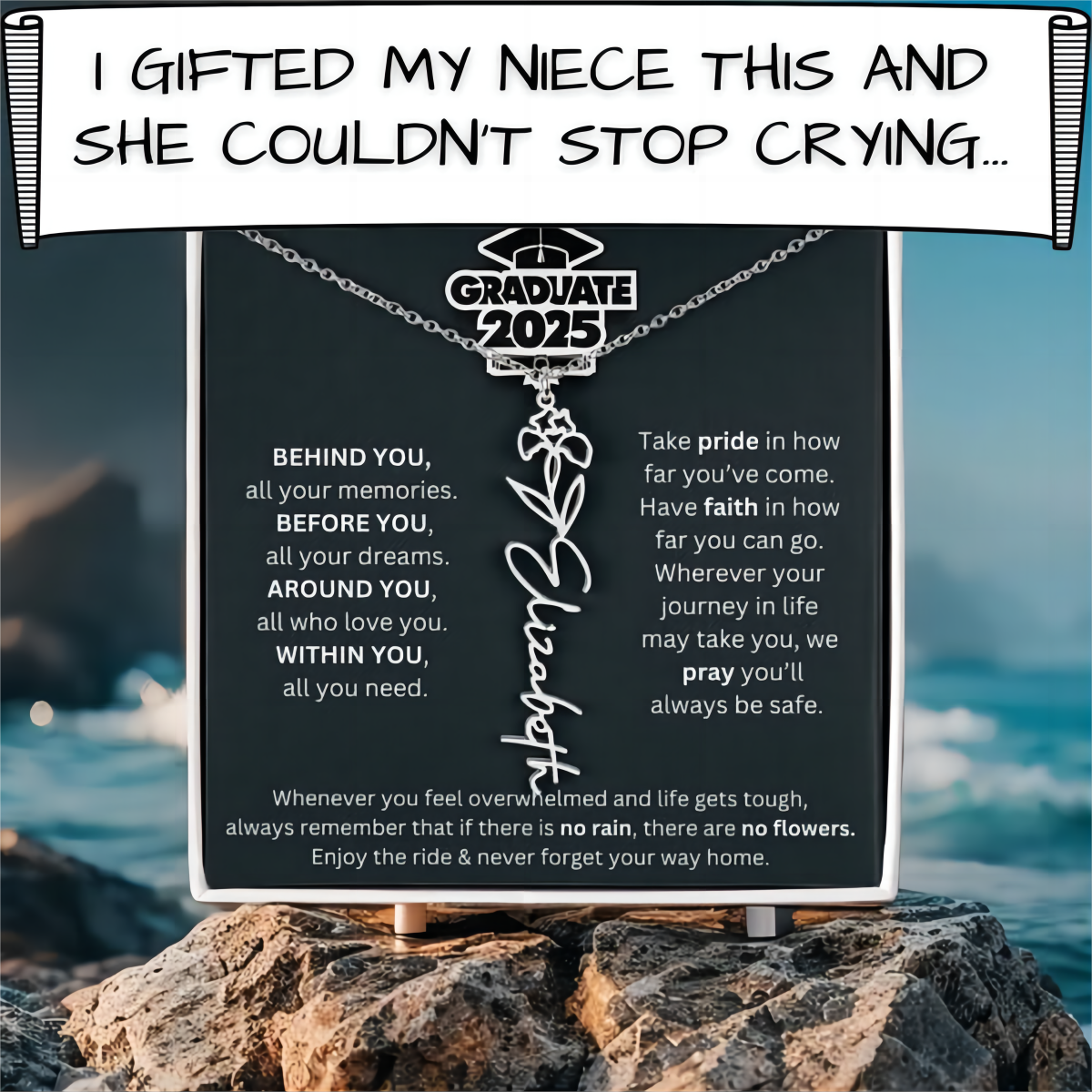 Graduation Gift - Personalized Flower Name Necklace