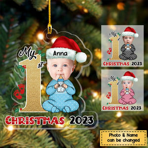 My 1st Christmas Upload Photo Cute Baby Personalized Acrylic Christmas Ornament