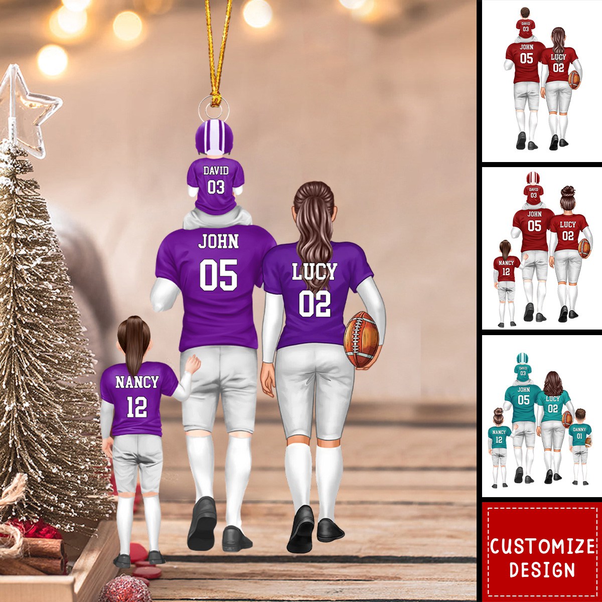 Personalized American football Family Acrylic Ornament - Gift For Family