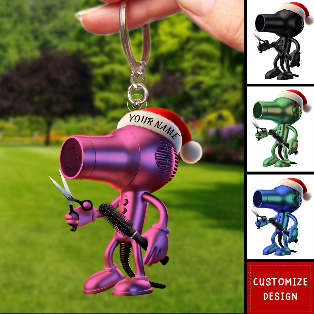 Personalized Hair Dryer Keychain Cut Gift For Barber