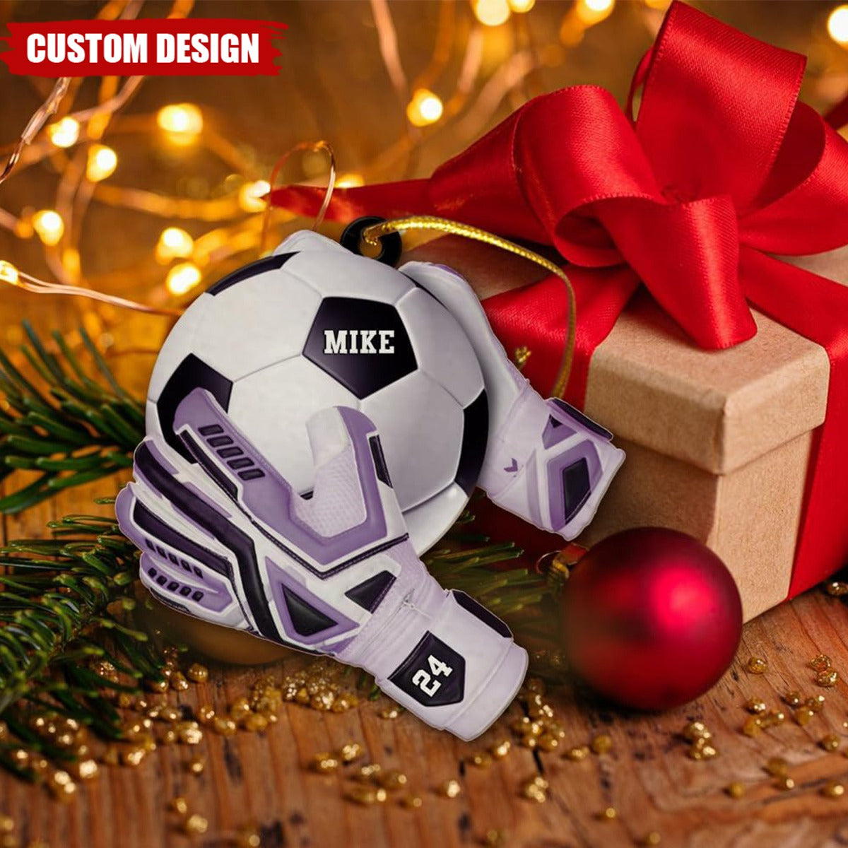 Personalized Soccer Gloves Christmas Ornament, Gift for Goal Keepers Custom Soccer Player Gift Idea Soccer Team Gifts Soccer Player Gifting Idea Soccer Ball