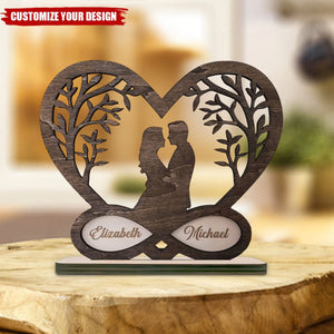 Personalized Romantic Couple Christmas Standing Wooden Plaque, Personalized Infinity Heart Love Sign