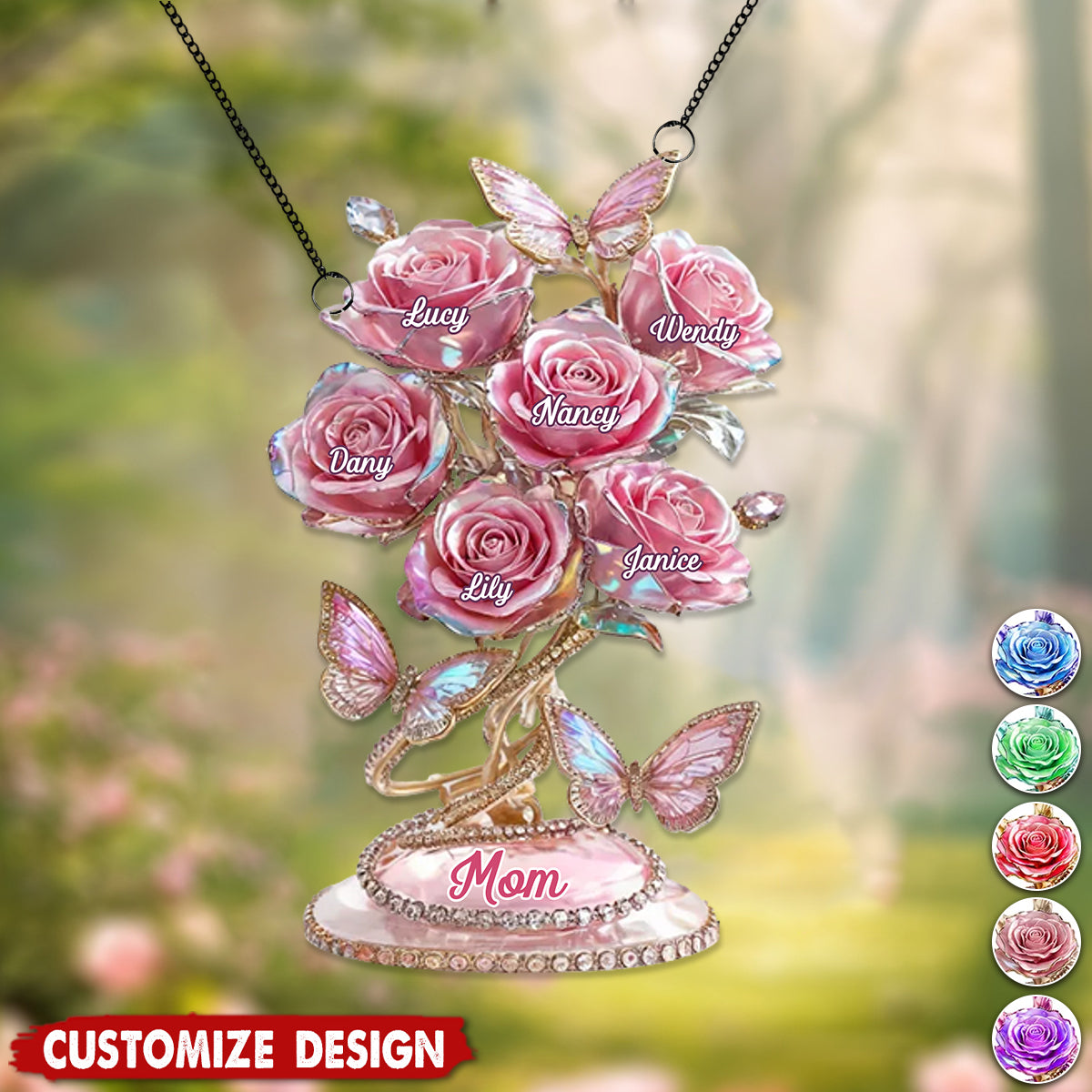 Each Rose Holds A Piece Of Your Heart - Personalized Suncatcher - Mother's Day