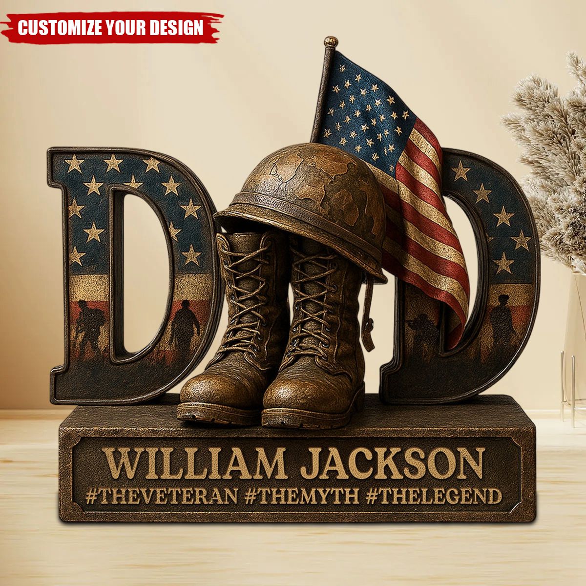 Veteran Dad Shaped Acrylic Plaque Personalized Gifts For Dad