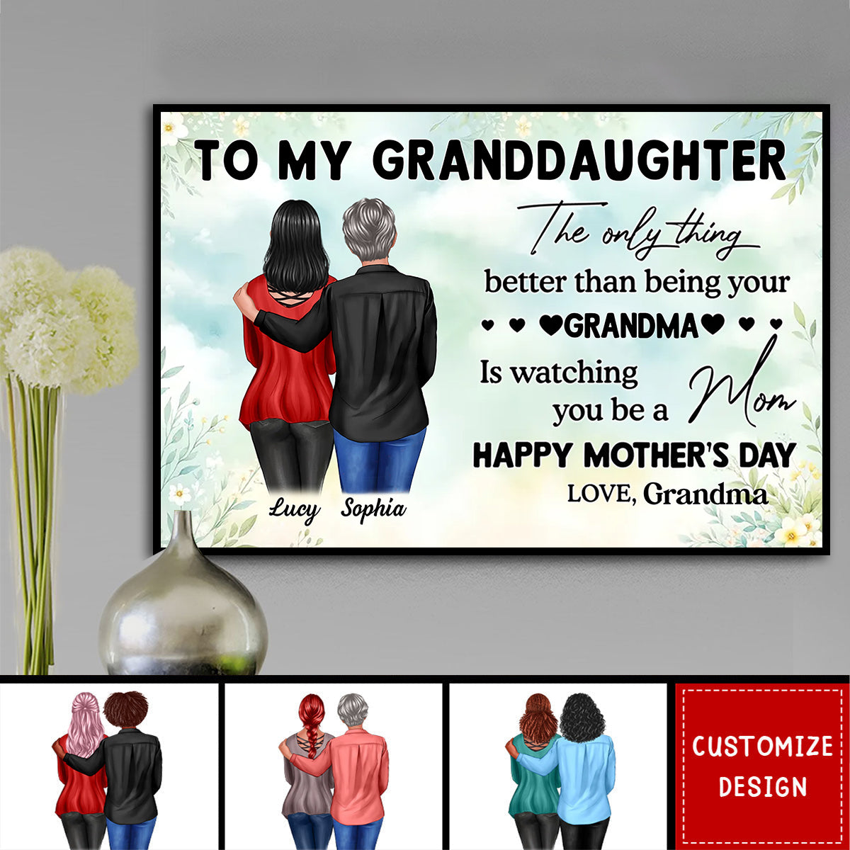 To My Granddaughter From Grandma Happy Mother's Day Personalized Poster-Gift For Mother's Day