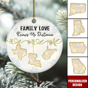 Family Love Knows No Distance Mother Of Pearl - Personalized Custom 3D Inflated Effect Ceramic Ornament