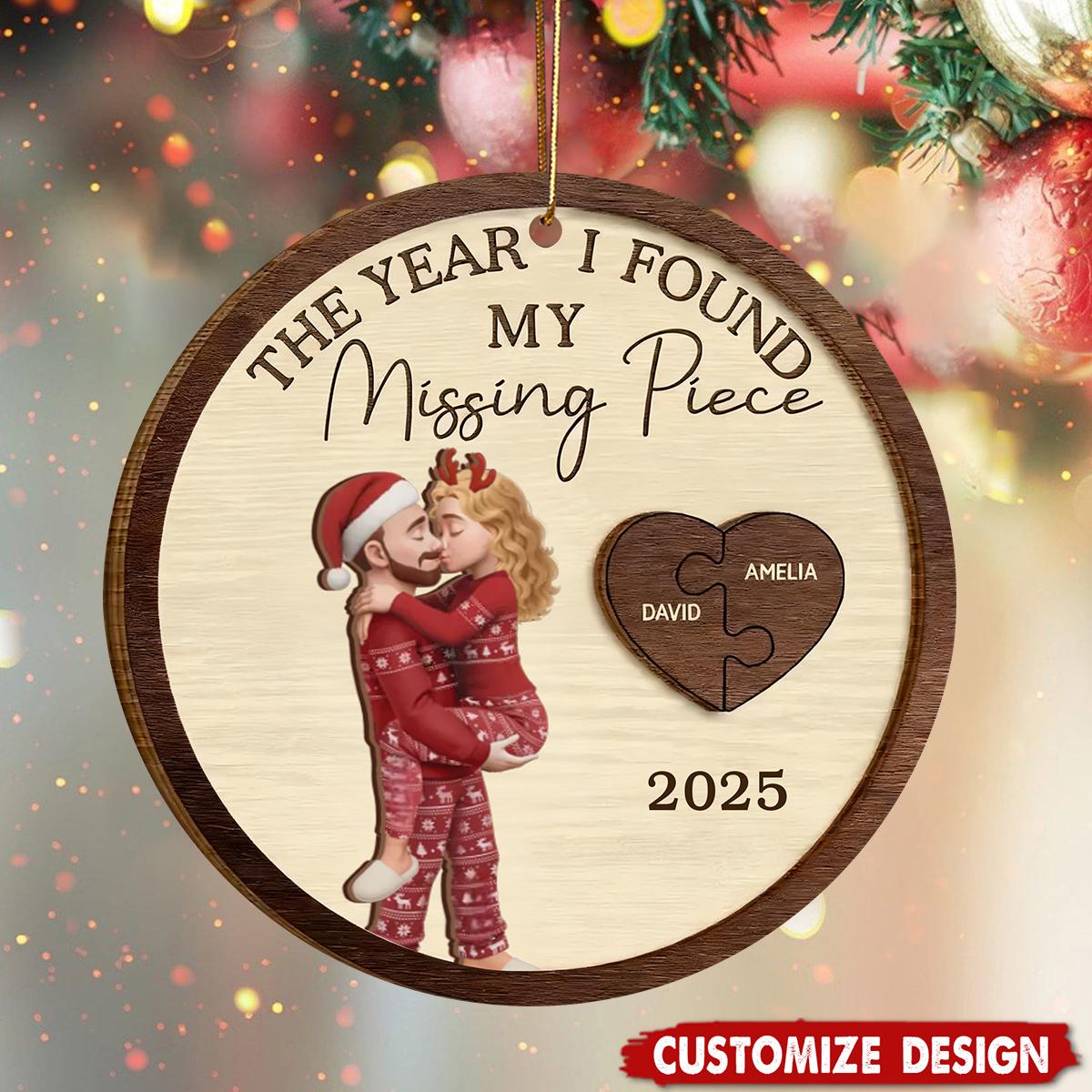 The Year I Found My Missing Piece Custom Couples Wood Ornament, Couple Christmas Ornament