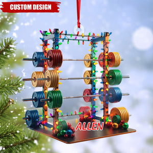 Personalized Barbell Fitness Christmas Ornament， Gift For Gym Lover