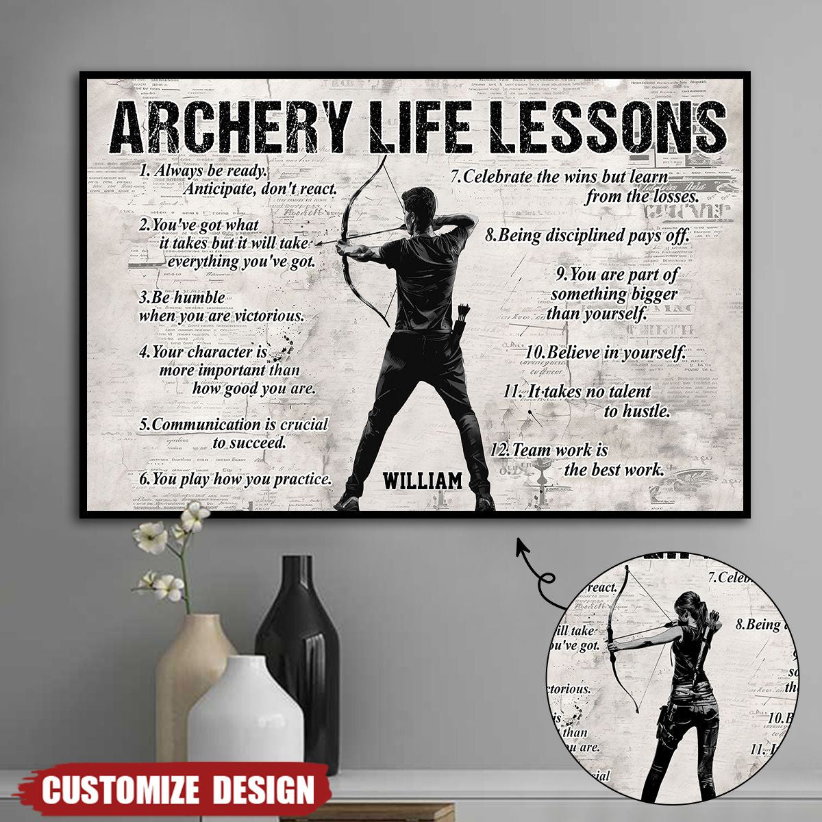 Personalized Archery Life Lessons Poster-Gift For Archery Lovers