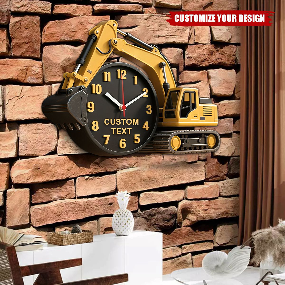 Personalized Excavator Wall Clock Plaque - Gifts For Excavator Car Lovers
