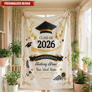 Personalized  Graduation Blanket-Class of 2026 Senior Gift