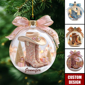 Personalized Cowgirl Boots Acrylic Ornament-Gifts for Cowboy Cowgirl