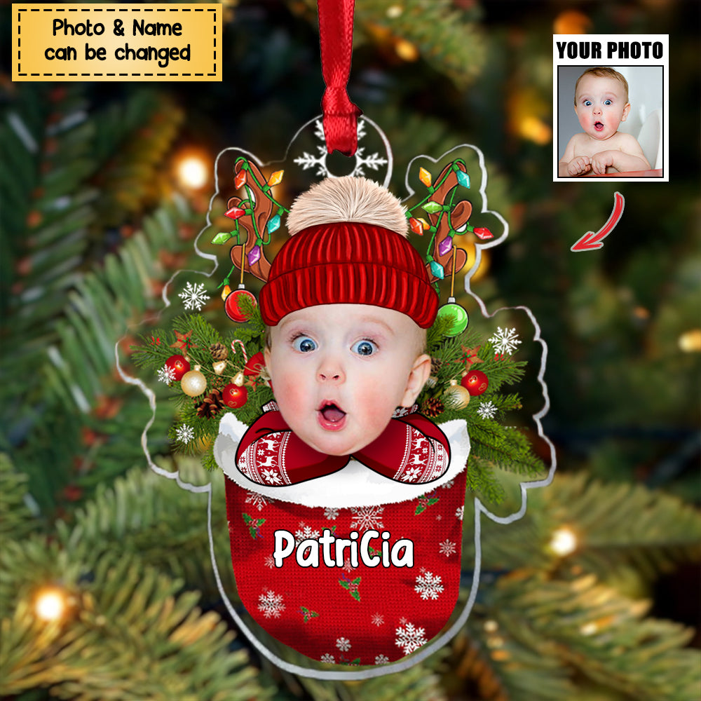 Kids/Grandkids In Snow Pocket Personalized Christmas Acrylic Ornament