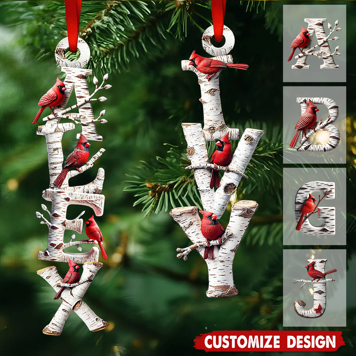 Memorial Cardinal - Personalized Your Name Letter Ornament - Gift For Heaven