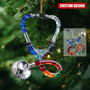Personalized Stethoscope Themed Christmas Ornament