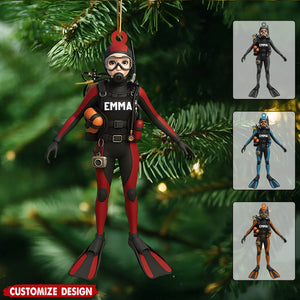 Personalized Scuba Diving FeMale Ornament - Gift for Diver