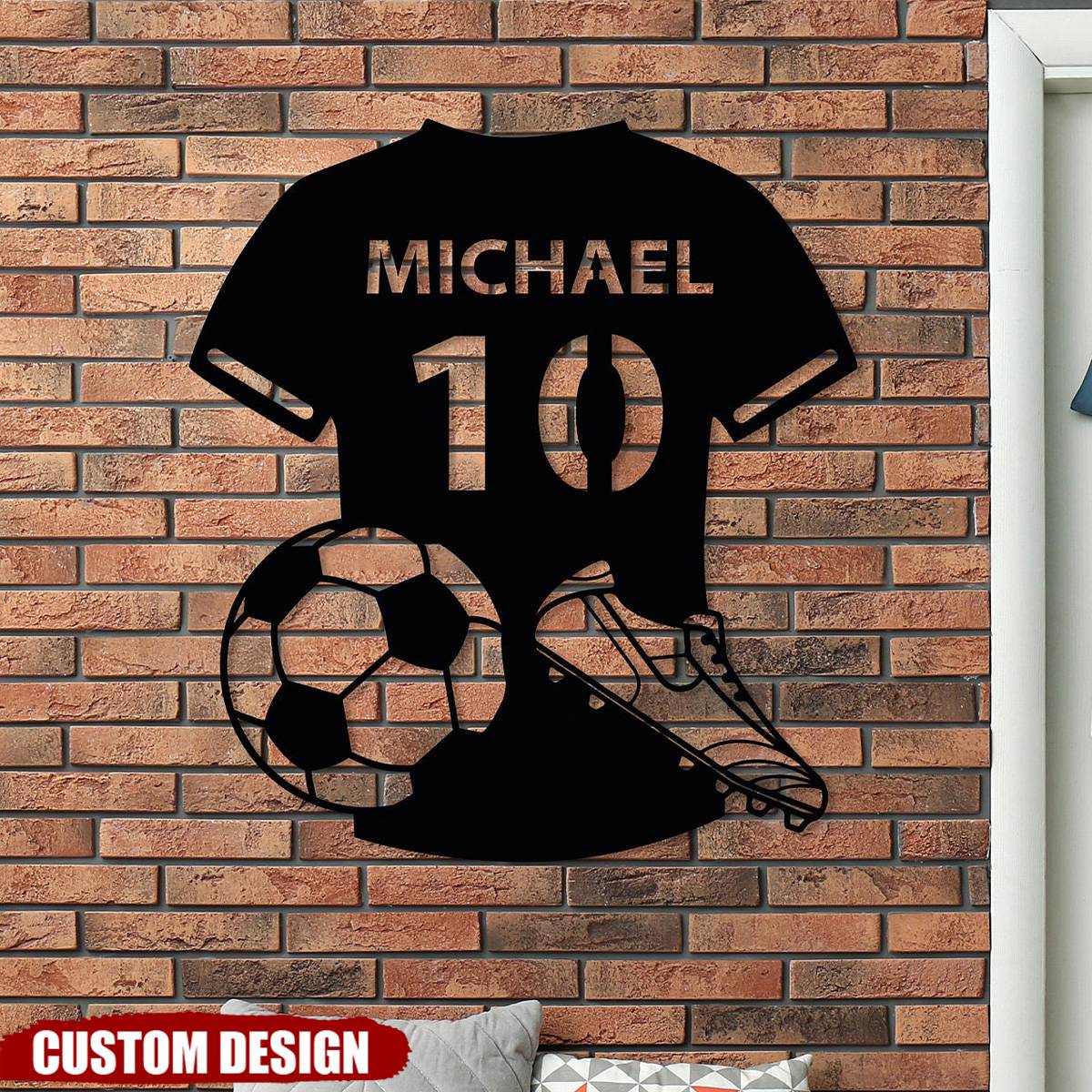 Football, Soccer Player Name Metal Sign - Personalized Night Light - Gift For Football, Soccer Lover