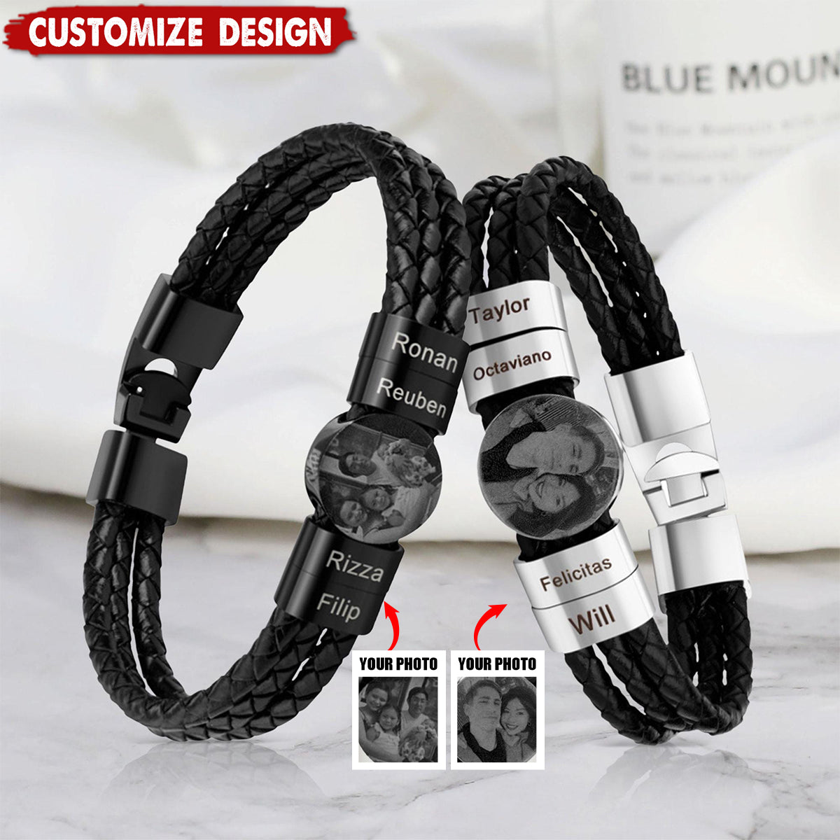 To My Son - Personalized Photo Leather Bracelet